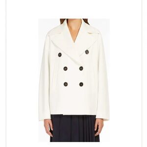MaxMara Studio White Double-Breasted Peacoat Jacket – Women’s